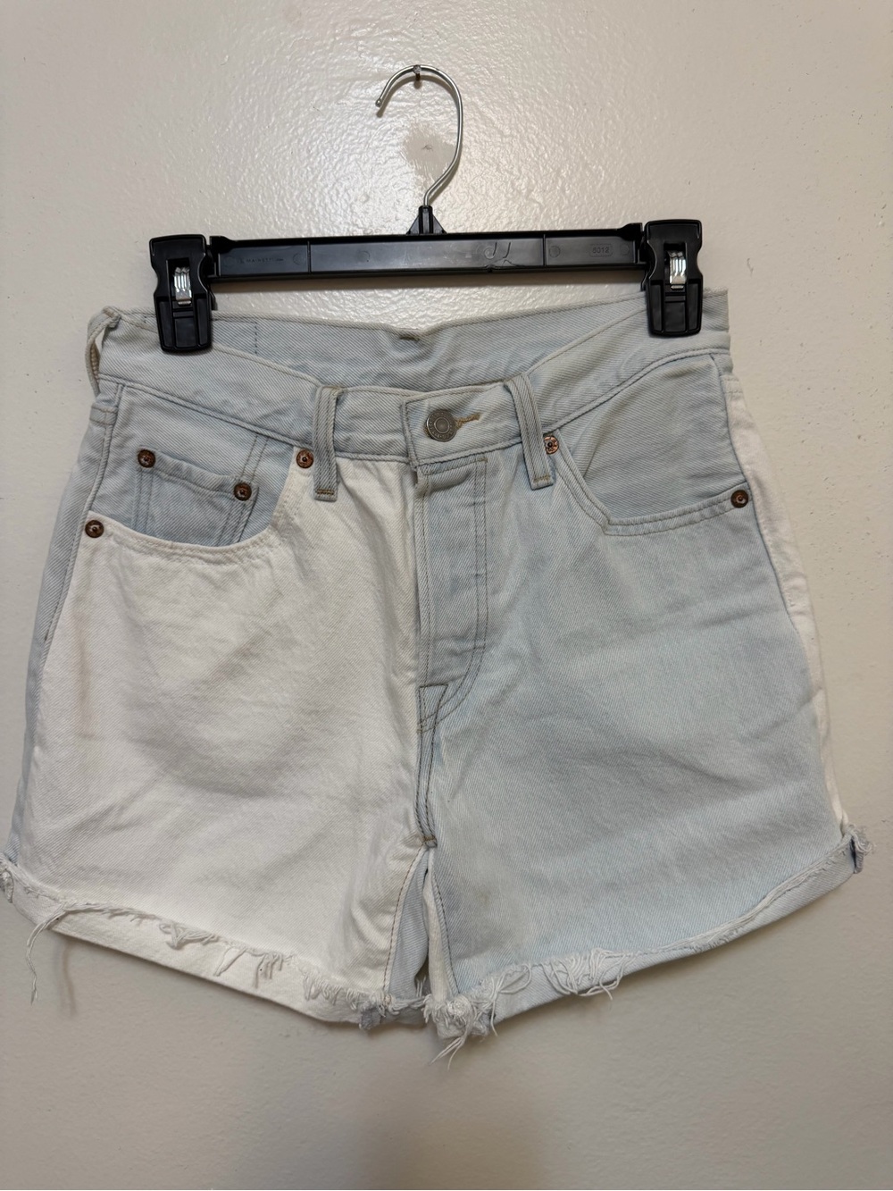 Levi's Two-Tone Light Blue and White Denim Shorts